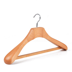 Deluxe Natural Color Wooden Suit Hanger With Square Bar