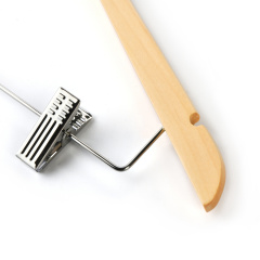 Durable and Slim Skirt Hangers Natural Wood with Metal Clip