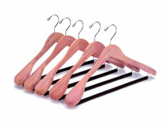 Cedar Wood Suit Coat Hanger With Brown Velvet Bar