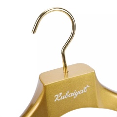 Deluxe Shiny Gold Color Wooden Coat Hanger With Clips