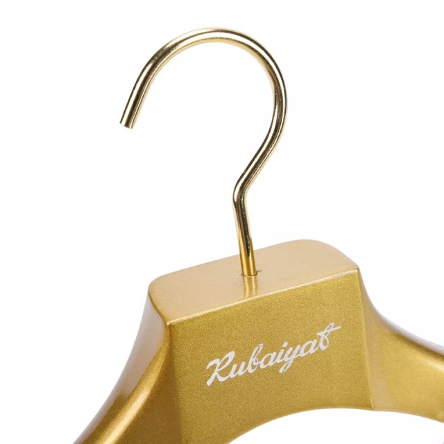 Deluxe Shiny Gold Color Wooden Coat Hanger With Clips