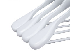 White Color Wooden Clothes Hanger With Round Bar