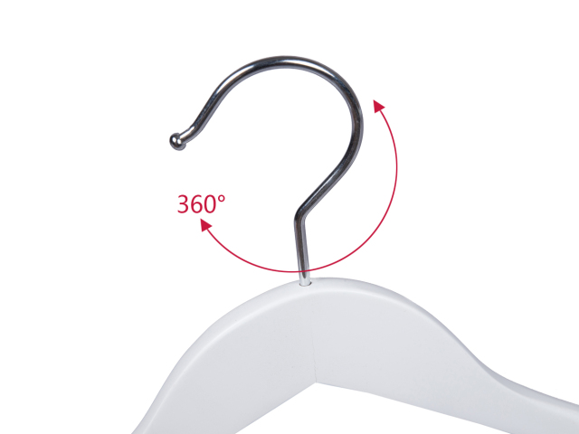 White Color Wooden Clothes Hanger With Round Bar