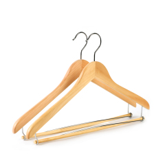 Natural Color Wooden Clothes Hanger With Locking Bar