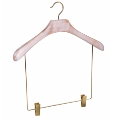 Custom Wash White Body Shape Wooden Swimwear Bikini  Hangers With Gold Clips