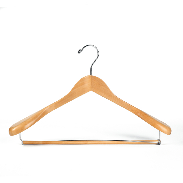 Natural Color Wooden Clothes Hangers With Locking Bar