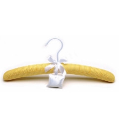Deluxe Yellow Checkered Satin Padded Hangers With A Fragrance Bag