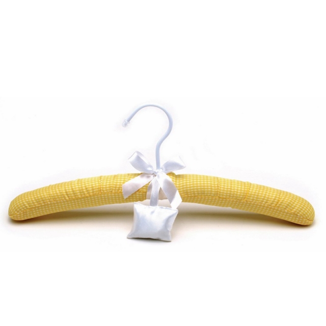 Deluxe Yellow Checkered Satin Padded Hangers With A Fragrance Bag