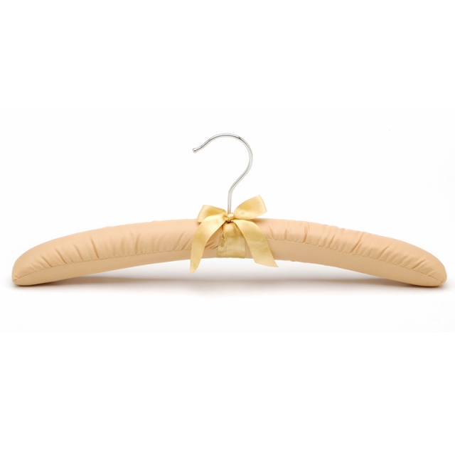 Soft Fabric Thick Foam Silk Cinnamon Satin Padded Hangers for Adult