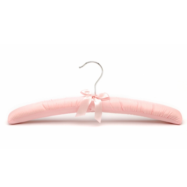 Anti Slip Pink Satin Padded Clothes Hangers No Shoulder Bump Hangers