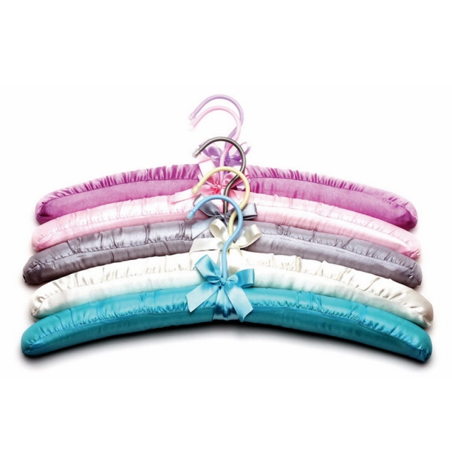 High Quality Satin Coat Padded Fabric Cover Hanger For Wedding Wardrobe