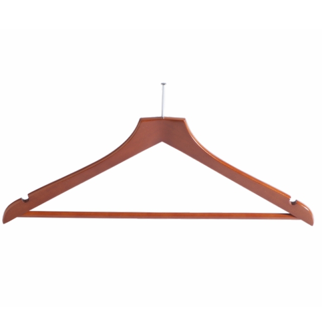 Cherry Color Wooden Clothes Hangers Anti Theft Hook For Hotel