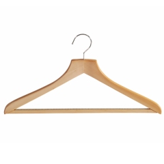 Natural Wooden Suit Clothes Hangers With Non Slip Square Bar
