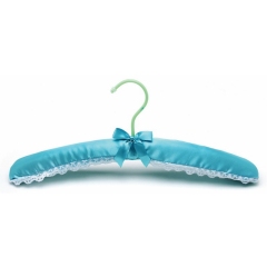 Elegant Blue Fabric Satin Padded Hangers For Woman Clothes