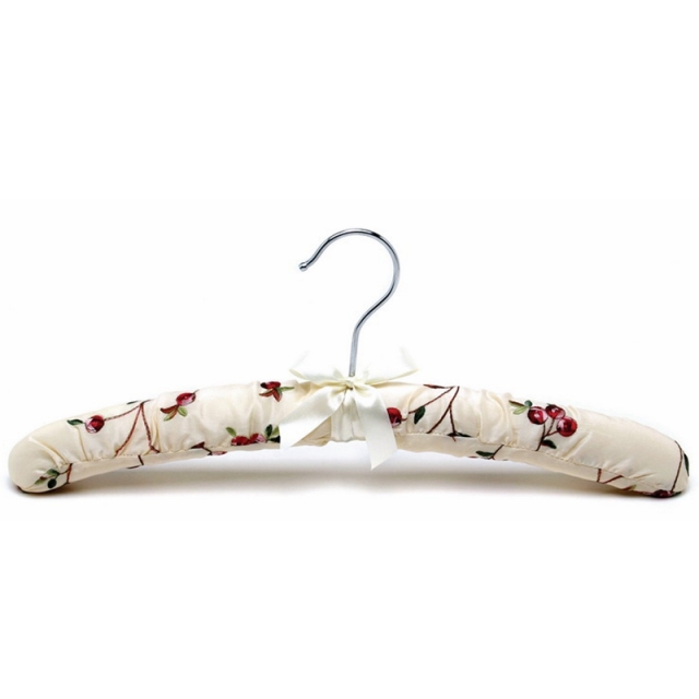 Flowered Satin Hanger Padded Clothing Hanger Silk Satin Sponge Hangers In Hotel