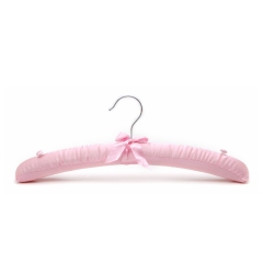 Elegant Soft Pink Satin Padded Hangers Clothes Silk Hangers With Buttons