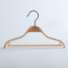 High Quality Natural Bamboo Kids Baby Children Clothing Hangers With Wood Bar