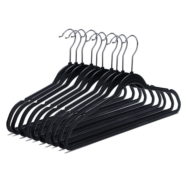 Durable Non-Velvet Plastic Hangers Slim Hangers Classic Shirt and Pant Hangers Black Plastic Hangers