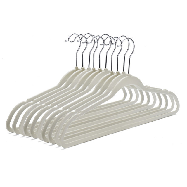 Durable Non-Velvet Plastic Hangers Slim Hangers Classic Shirt and Pant Hangers Ivory Plastic Hangers