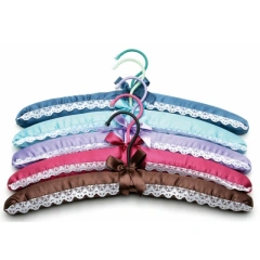 Elegant Blue Fabric Satin Padded Hangers For Woman Clothes