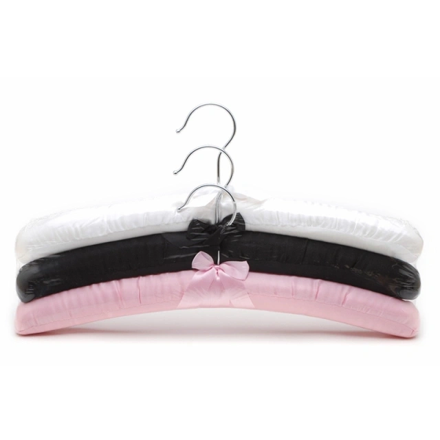 Flowered Satin Hanger Padded Clothing Hanger Silk Satin Sponge Hangers In Hotel