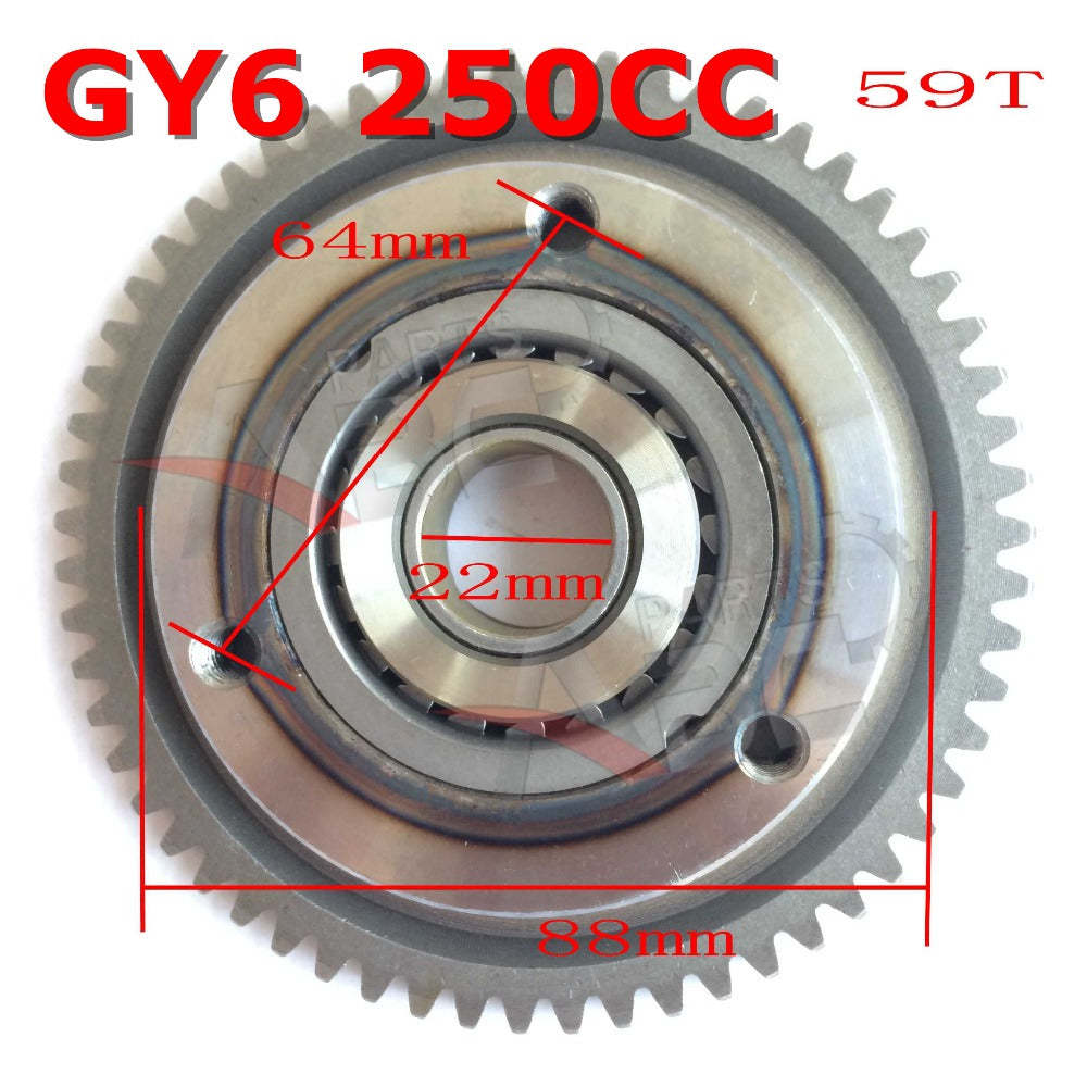 PARTSABCD GY6 250CC Starter Clutch Assy For GY6 250CC ATV QUAD Scooter Go Kart