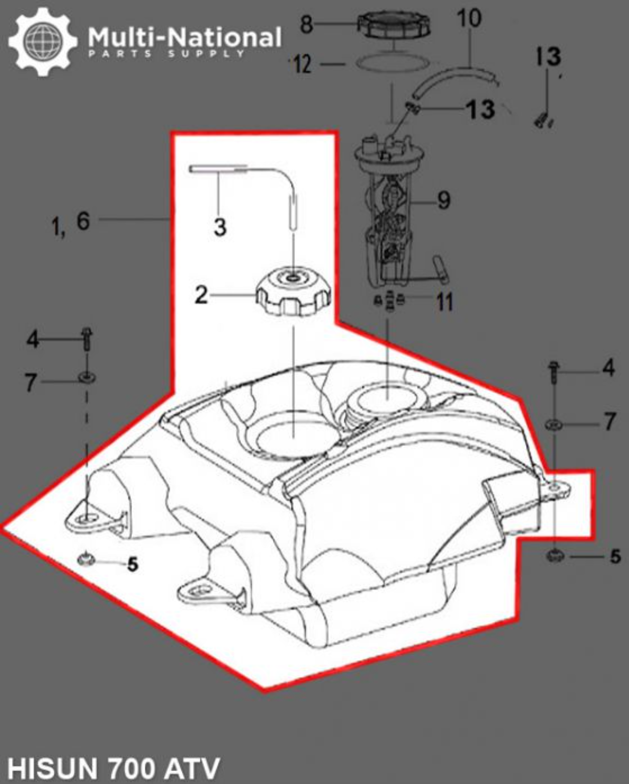 NEW Fuel Tank Assy EFI Engine for HISUN 700CC HS700 ATV-4 ATV 81140-107F-0100