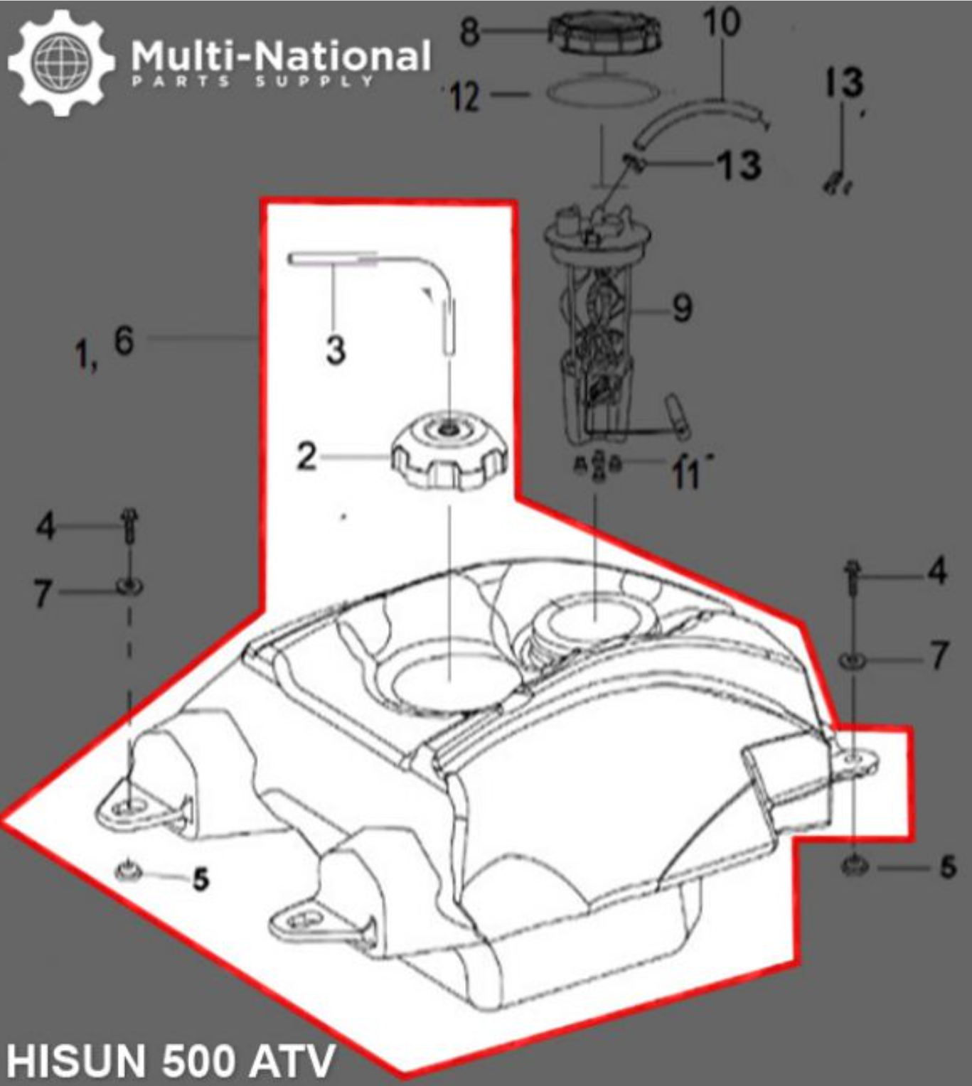 NEW Fuel Tank Assy EFI Engine for HISUN 700CC HS700 ATV-4 ATV 81140-107F-0100