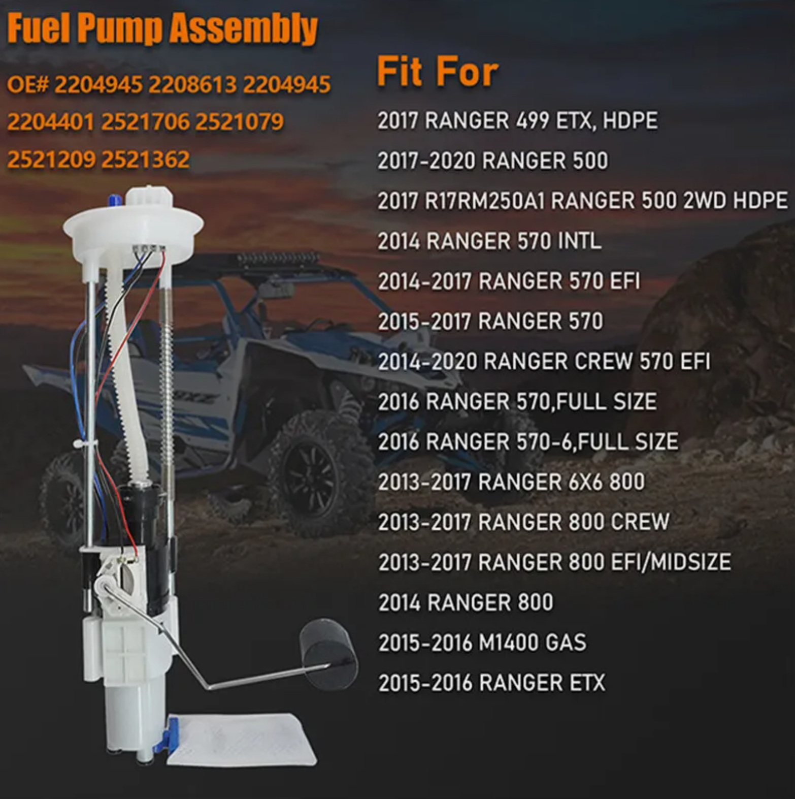 Fuel Pump Assembly For 2013-17 Polaris Ranger 800 500 570 INTL EFI CREW 2204945
