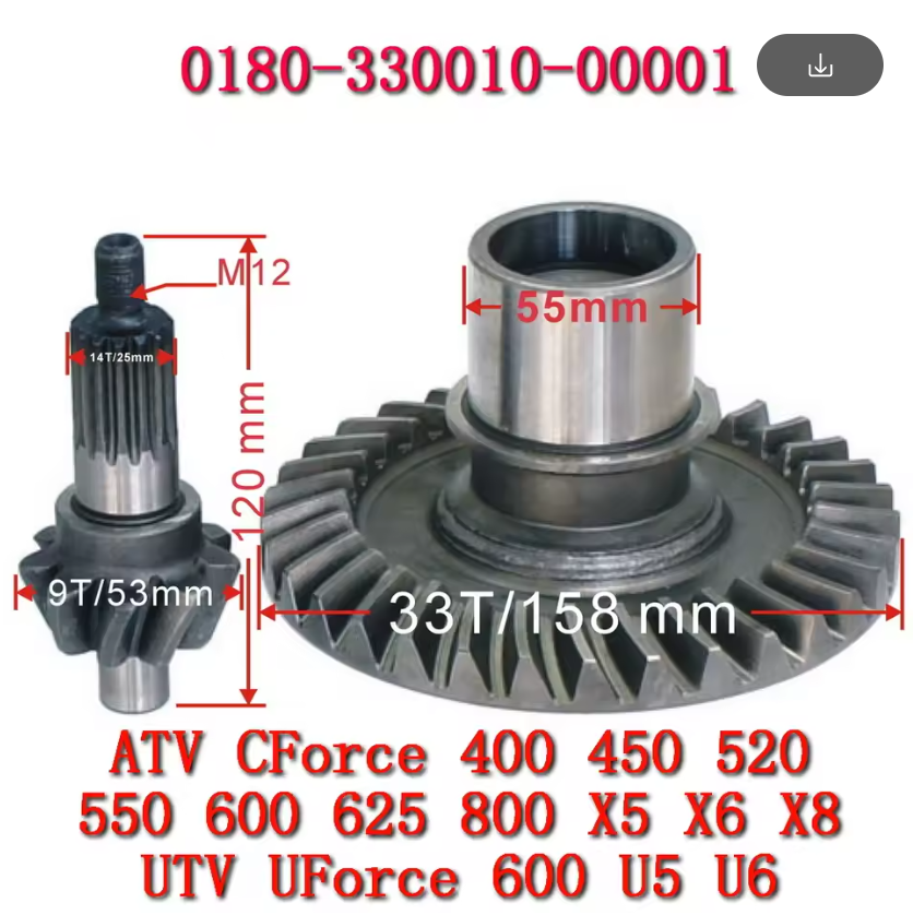 Bevel Gear Comp. Rear Alxe For CFMoto 0180-330010-00001 ATV Accessories UTV CForce UForce 600 U6 CF600ATR CF600AU CF Moto Part