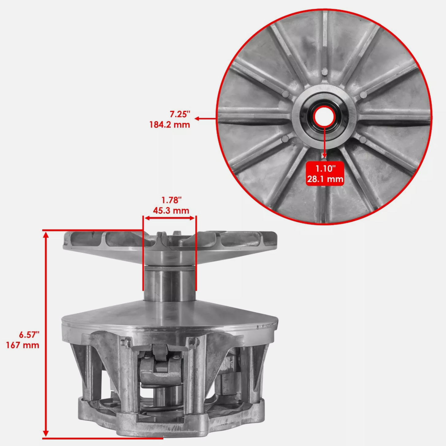 Primary Drive Clutch For Polaris Scrambler 850 2015-2021 1323123 1323378 1323341