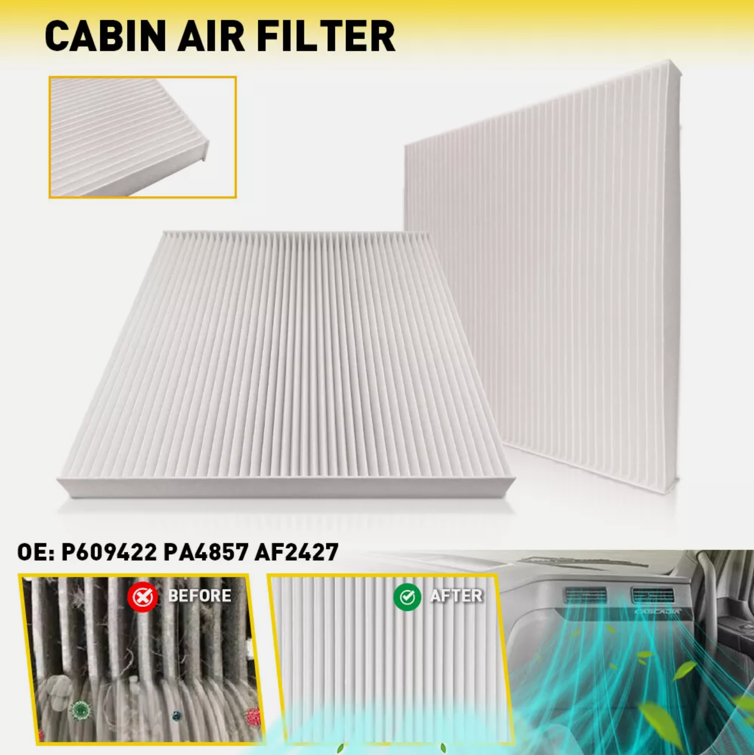 Cabin Air Filter abp n10g 91559 Replaces CAF24003 P609422 PA4857