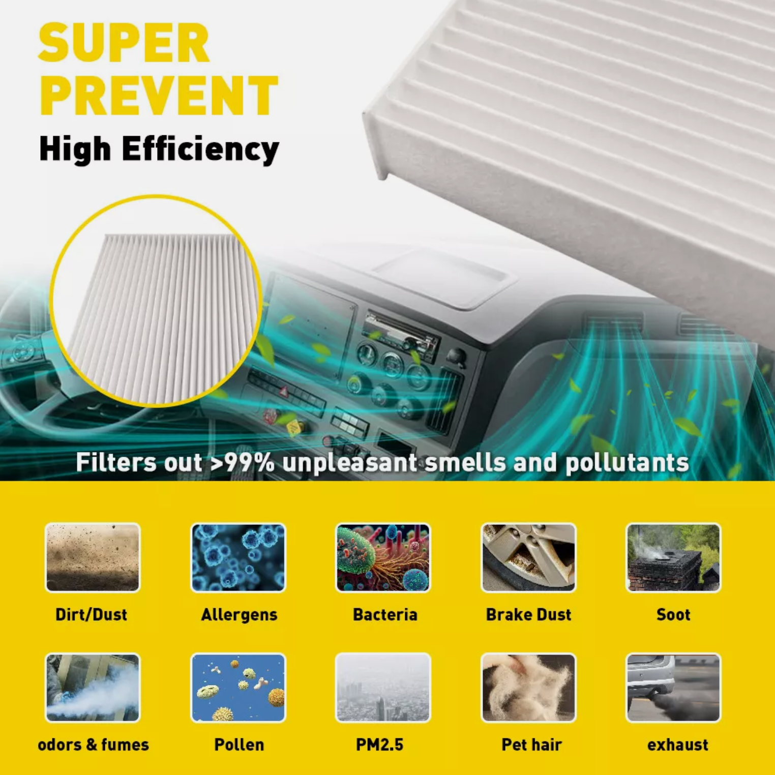 Cabin Air Filter abp n10g 91559 Replaces CAF24003 P609422 PA4857