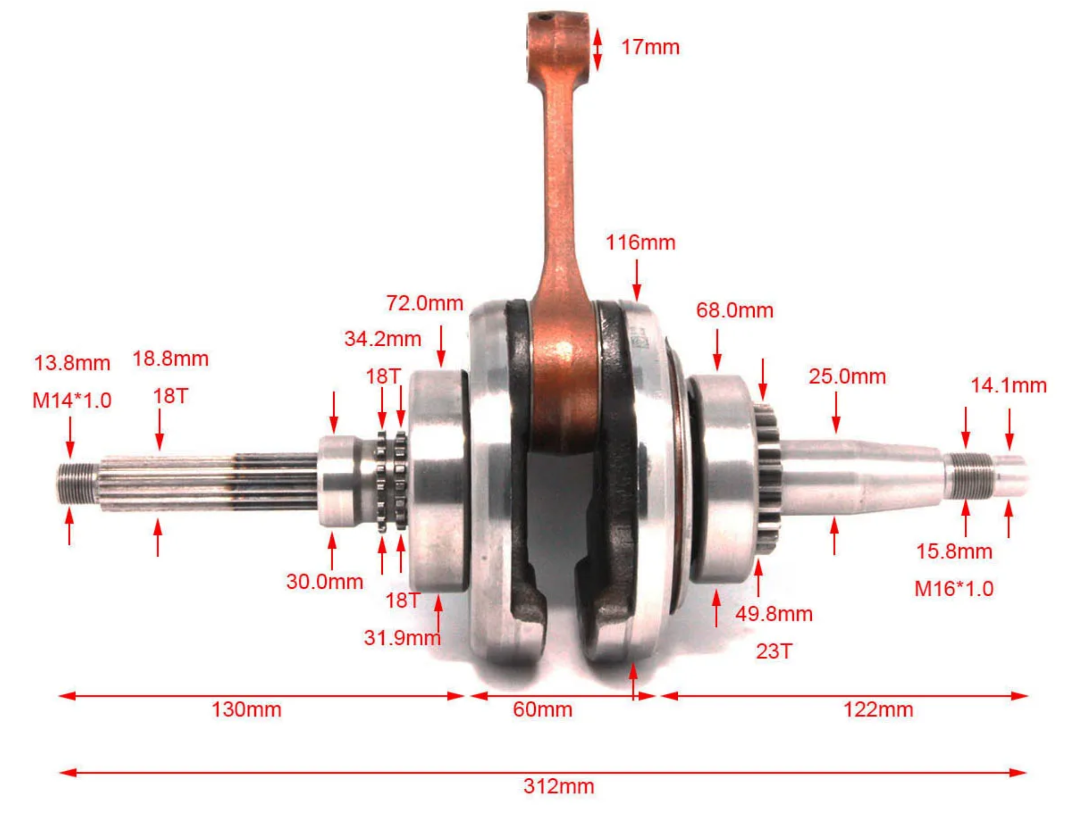 Crankshaft For Linhai 260 300 LH260 LH300 YP250 YP300  Buyang D300 H300 ATV Quad For linhai 260cc 300cc buyang 300cc Yamaha YP250 YP300