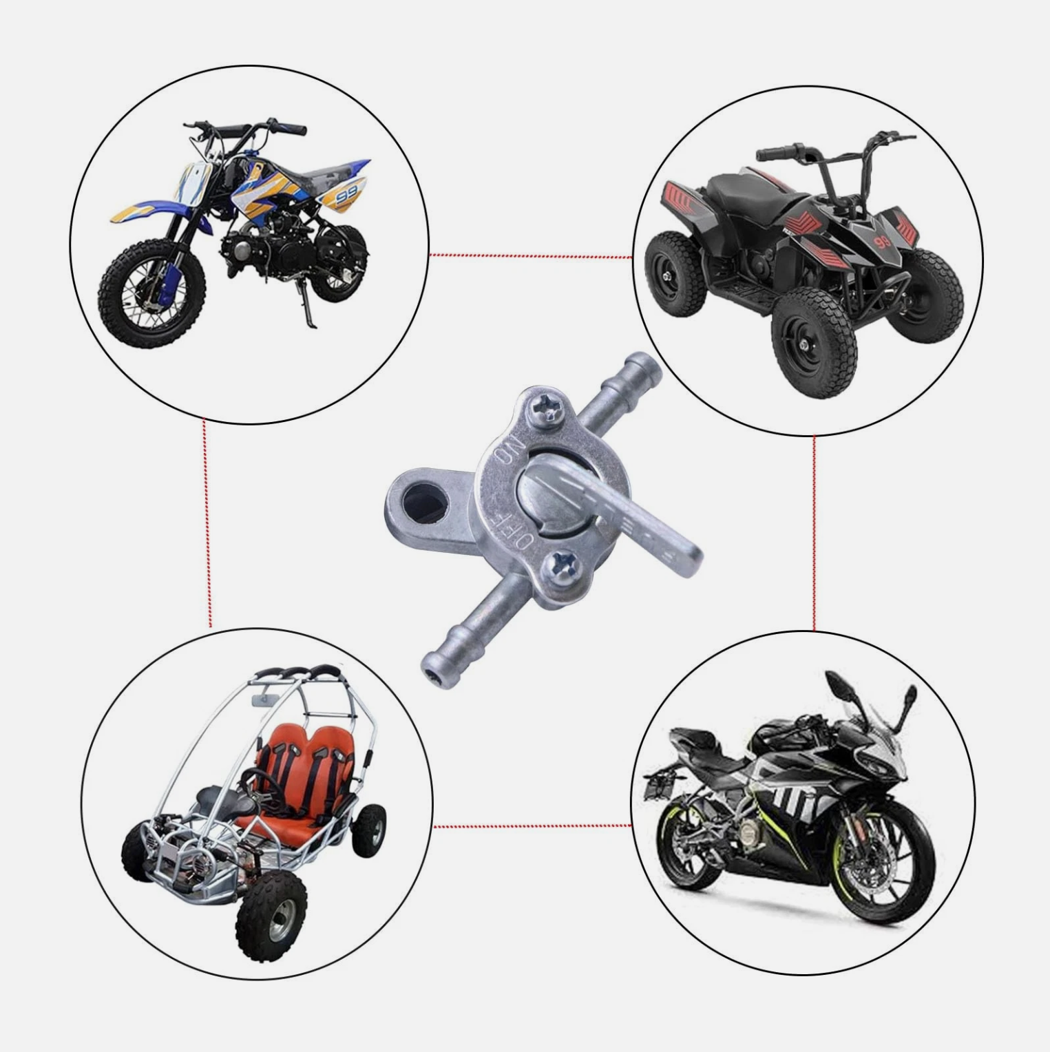 5X 3/16" Inline Gas Fuel Petcock On-Off Switch Shut off Valve 50 90 110 125 cc Atv Mini Bike Go Kart.