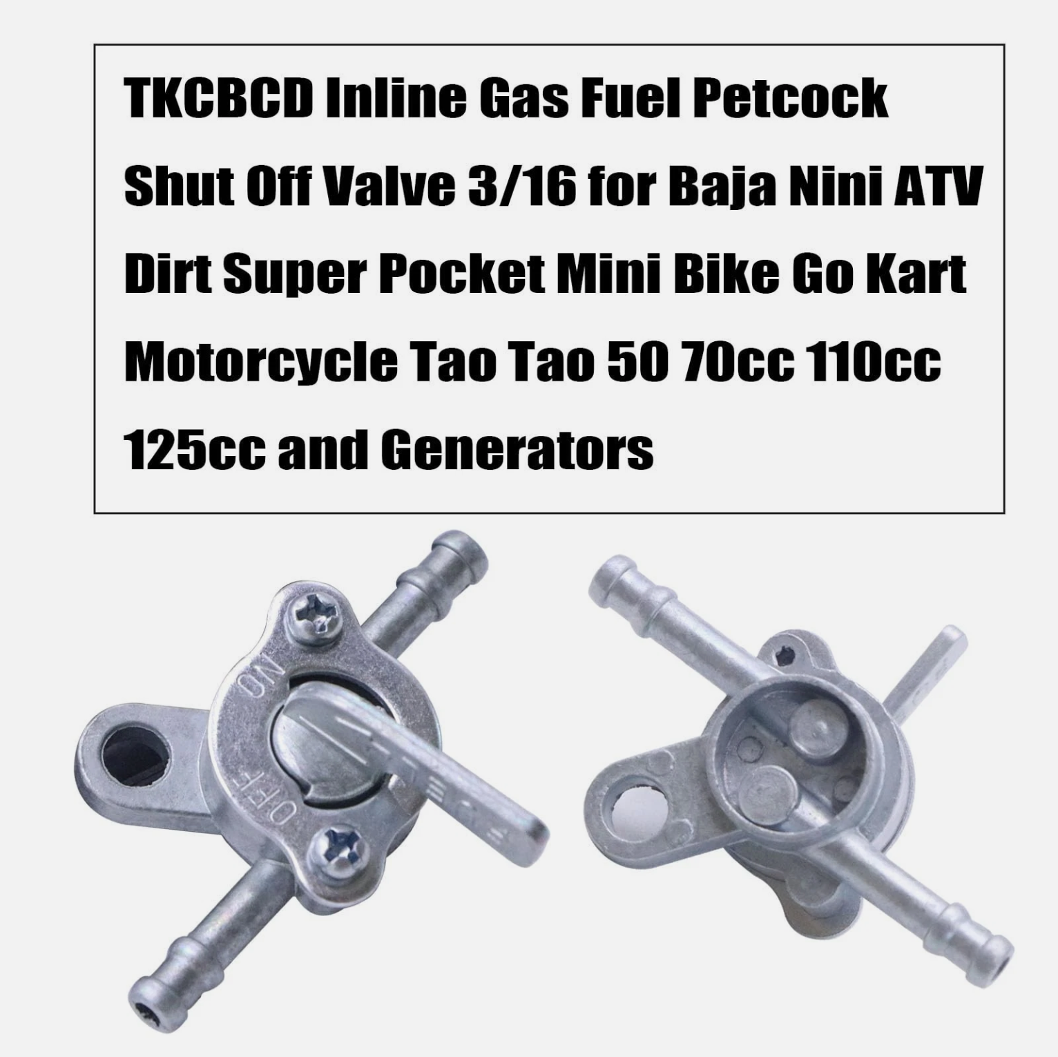 5X 3/16" Inline Gas Fuel Petcock On-Off Switch Shut off Valve 50 90 110 125 cc Atv Mini Bike Go Kart.