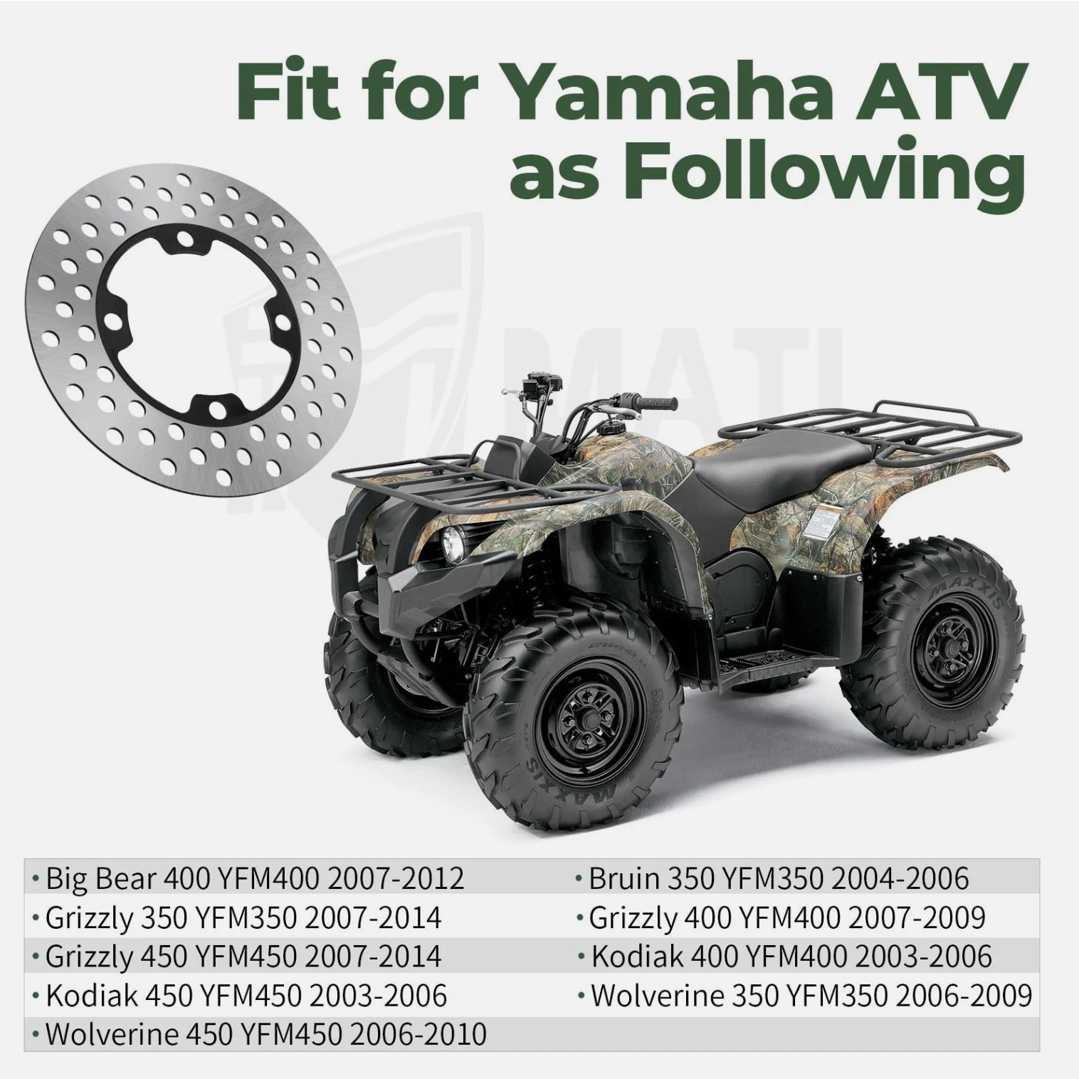 Front Left/Right Brake Disc For Yamaha 350cc 400cc 450cc YFM Grizzly Kodiak 4wd ATV