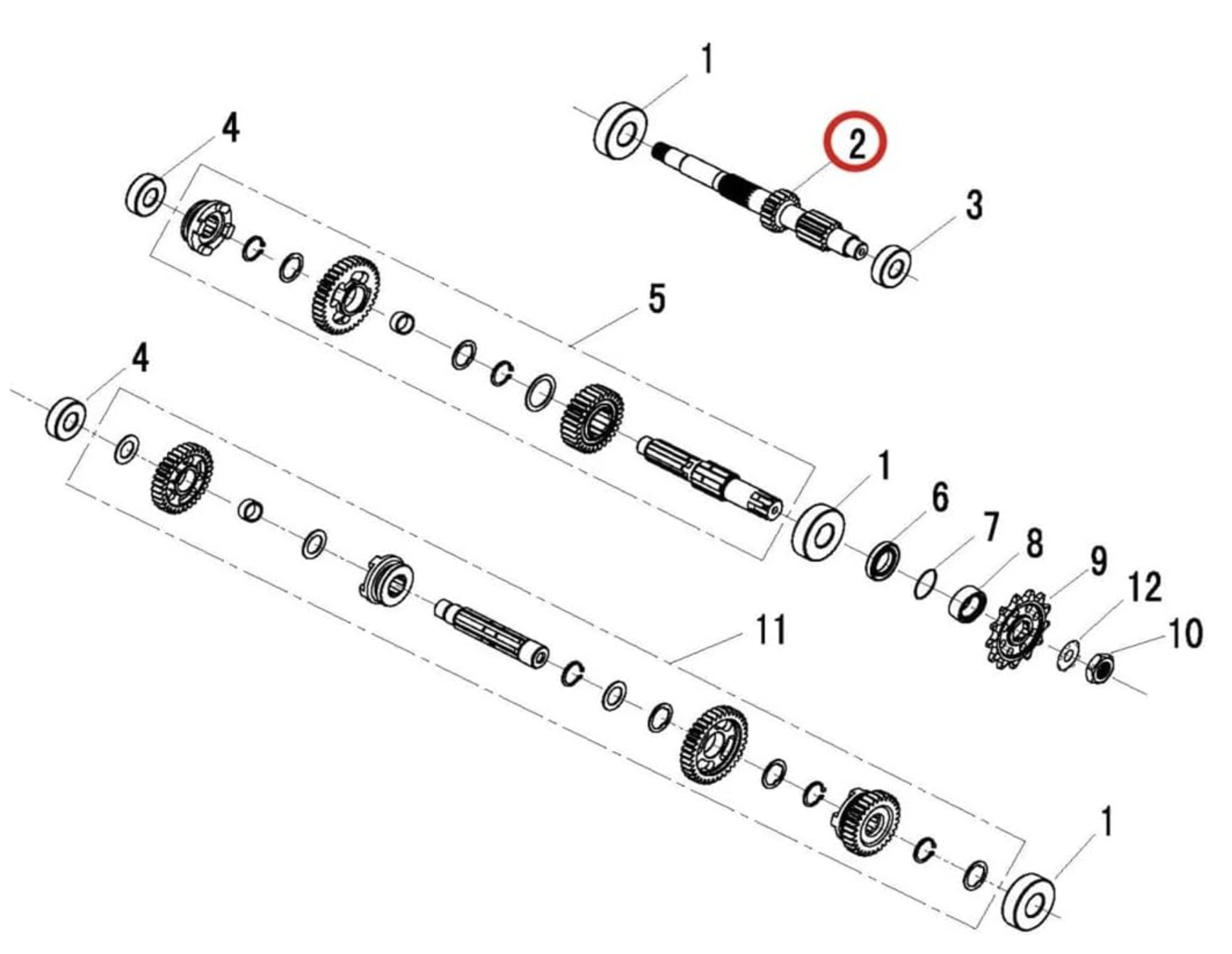 HS250 14Teeth Transmission Main Shaft For Hisun 250CC European Status UTV P013000222010201 22201-013000-0201