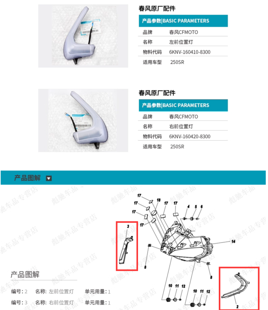 Front Left Right Position Lamp Driving Led Light For CFMOTO 250SR MY22 CF250SR CF250-6 CF MOTO SR250 250-6