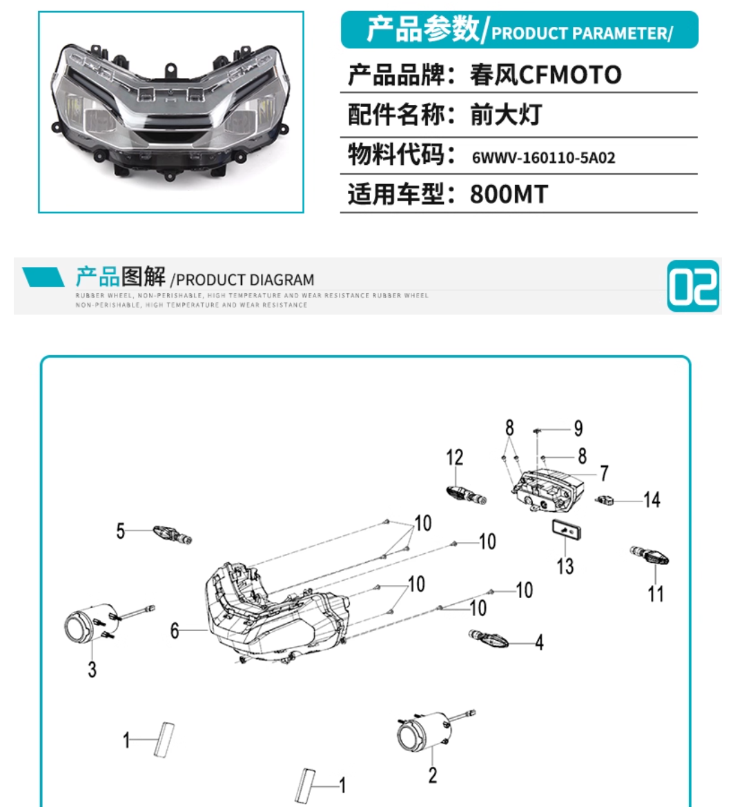 For CFMoto Motorcycle 800MT Adventure Version Headlight Cf800-5 Headlight Assembly Lighting Lamp