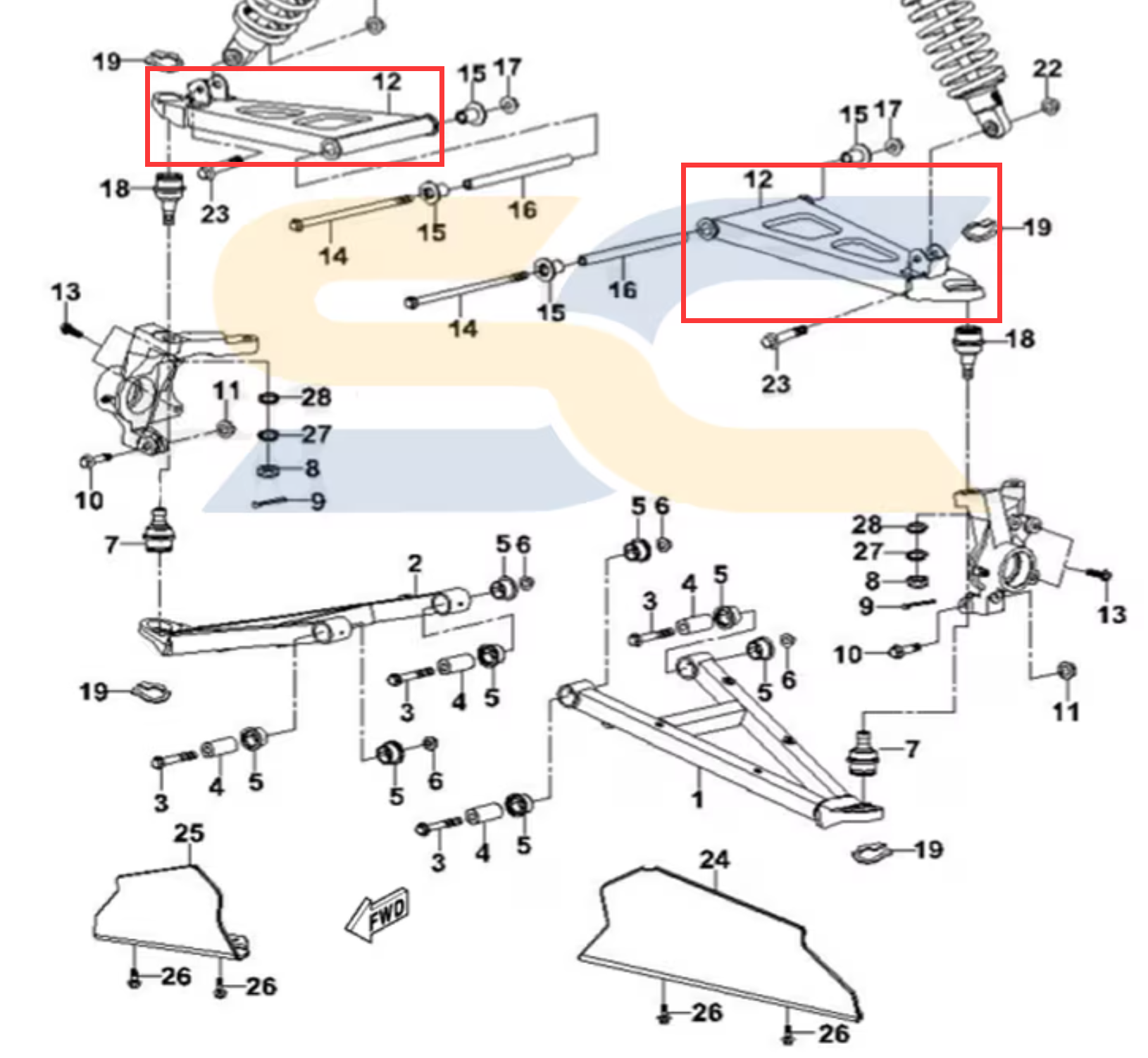 Front Upper suspendt hisun 1000cc HS1000 UTV-2 5710A-119E-0000