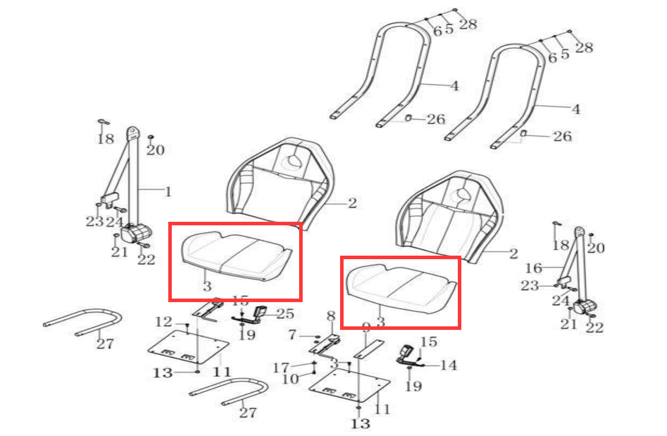 Seat Bottom Cushion Comp. I HISUN 800CC HS800 UTV HS550 UTV-4 P116000711100000 71610-116-0000