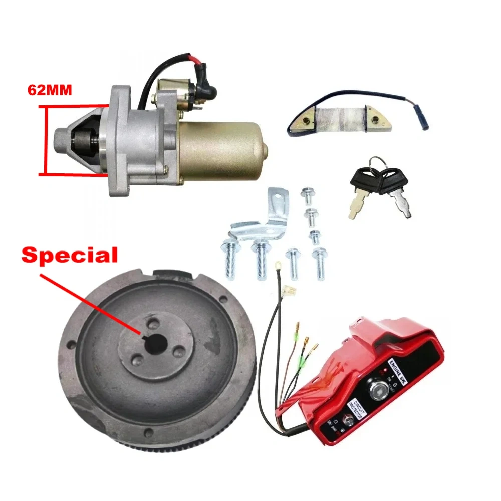 62mm Electric Start Kits 188F FOR Lifan 188F 190F GX340 11HP GX390 13HP GENERATOR HOUSING STARTER MOTOR FLYWHEEL CHARGE COIL