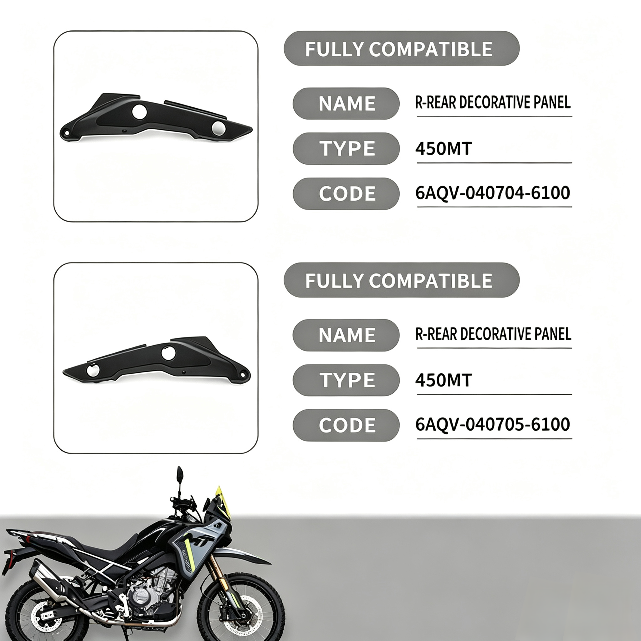For CFMOTO 450MT Rear Decorative Panel Motorcycle Body CF 450 MT 450mt Shell Protective Board Cover Accessories Original Parts