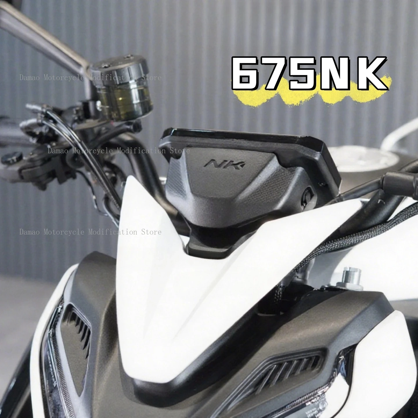 For CFMOTO 675NK Modification Headlight Watermark carbon fiber,Front air dam cover,Starlight white windscreen decorative shell