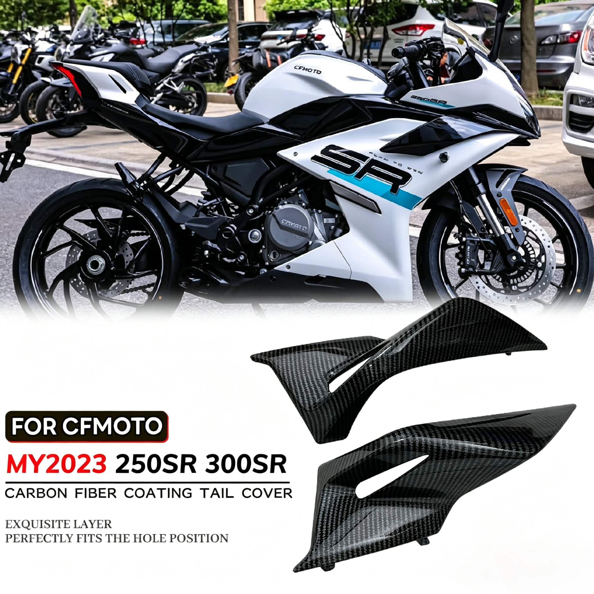 For CFMOTO 2023Style 250SR 300SR CF250-6 Carbon Fiber Coating Cover Rear Left Rear Right Rear Cover Rear guard trim plate