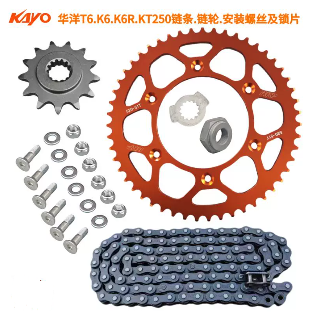 51T Front Rear sprocket Chain Kayo T6 K6 K6R motorcycle