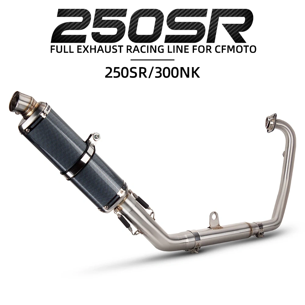 For CFMOTO 250SR 300SR NK250 NK300 Motorcycle Exhaust Full System Manifold T98 Muffler with DB Killer Escape Racing Line