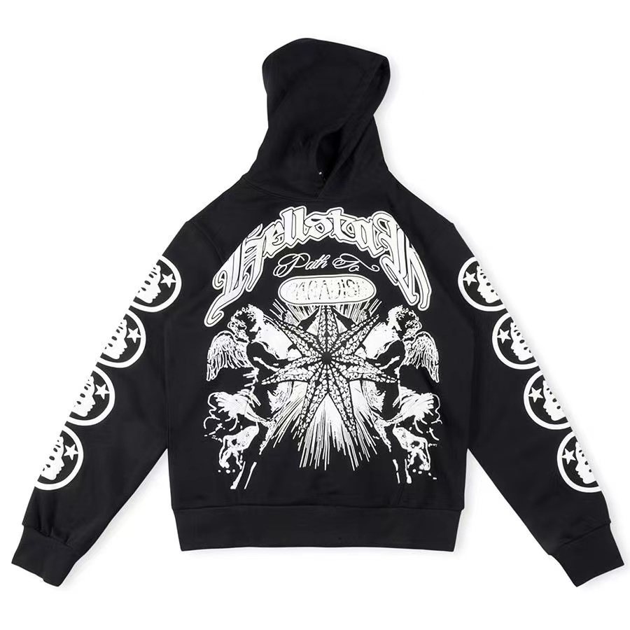 Hellstar Starfish Printing Black  Hoodle/pants