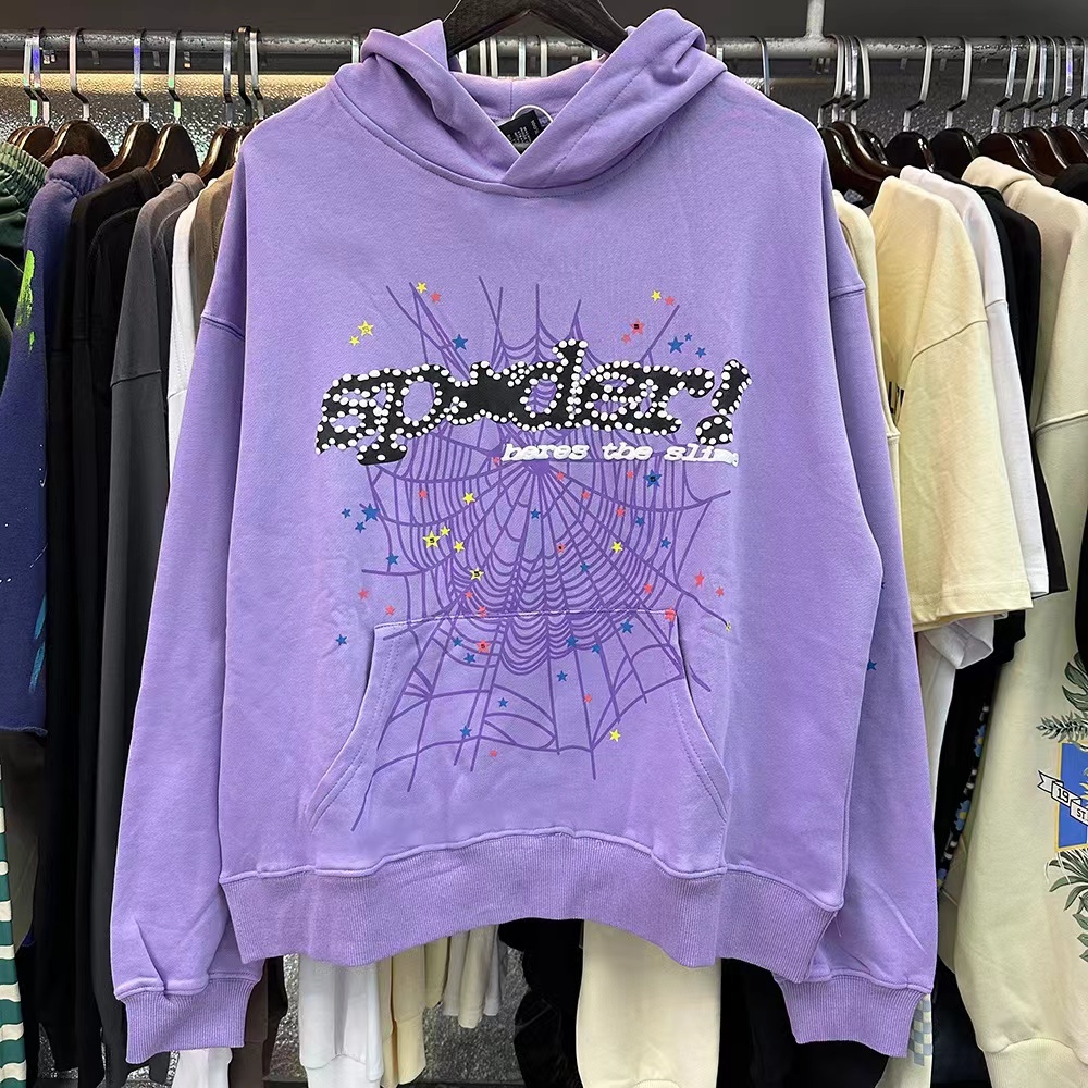 Sp5der 555555 Spider Web Hoodie/Pants Purple Blue